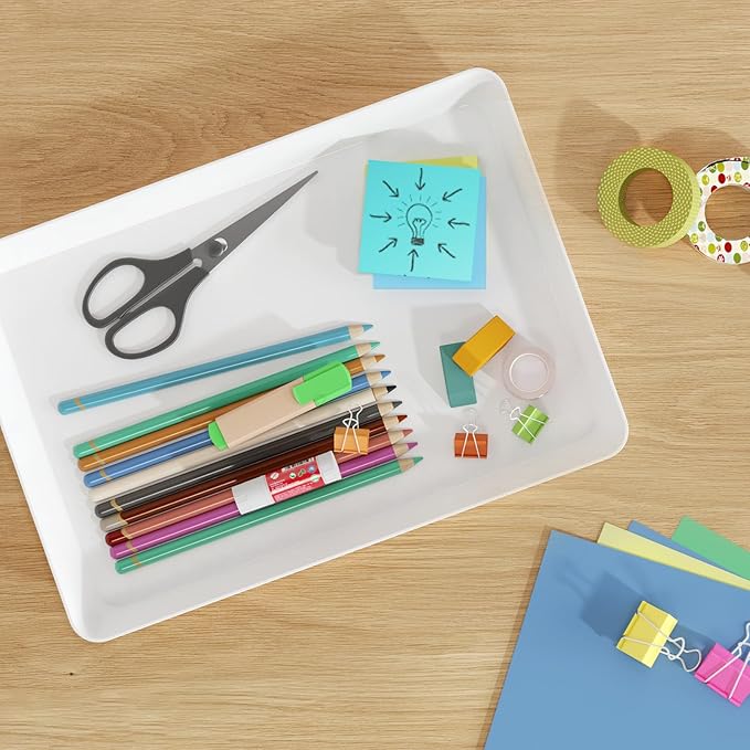 Lifewit Serving Tray for Party Supplies, Reusable Serving Platter for Catering, Snack, Fruit, Charcuterie, Appetizer, Plastic Food Trays, Hosting Essentials, BPA Free, White, 8 Pcs, Large(15" x 10")
