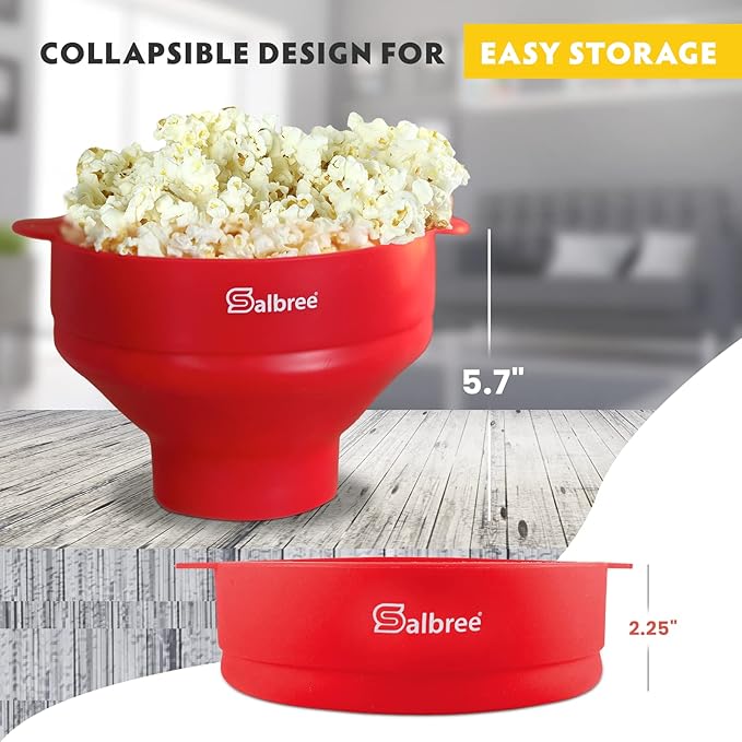 The Original Salbree Collapsible Silicone Microwave Popcorn Popper Maker Machine, Microwavable Bowl Holds 16 Cups, Uses Hot Air and Oil Always Optional - The Most Colors Available (Clear Turquoise)