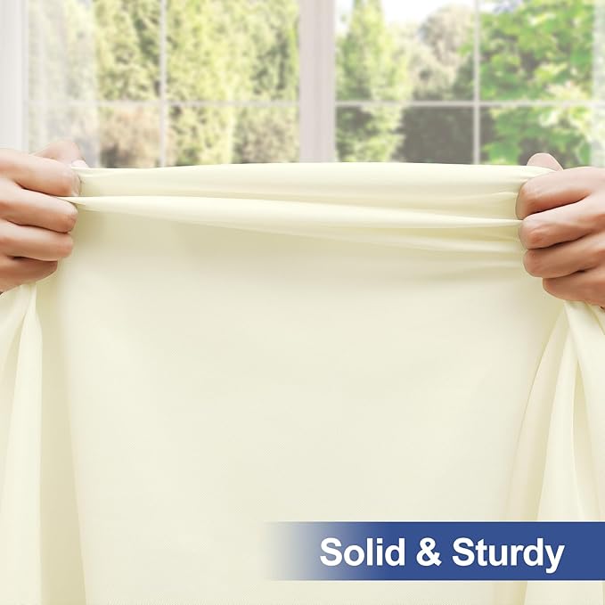 homing Rectangle Table Cloth Cover, Waterproof Polyester Elastic Fitted Tablecloth, Fits for 4 Foot Folding Tables, Washable Table Protector for Picnic, Camping, Outdoor (Cream Yellow, 30" x 48")