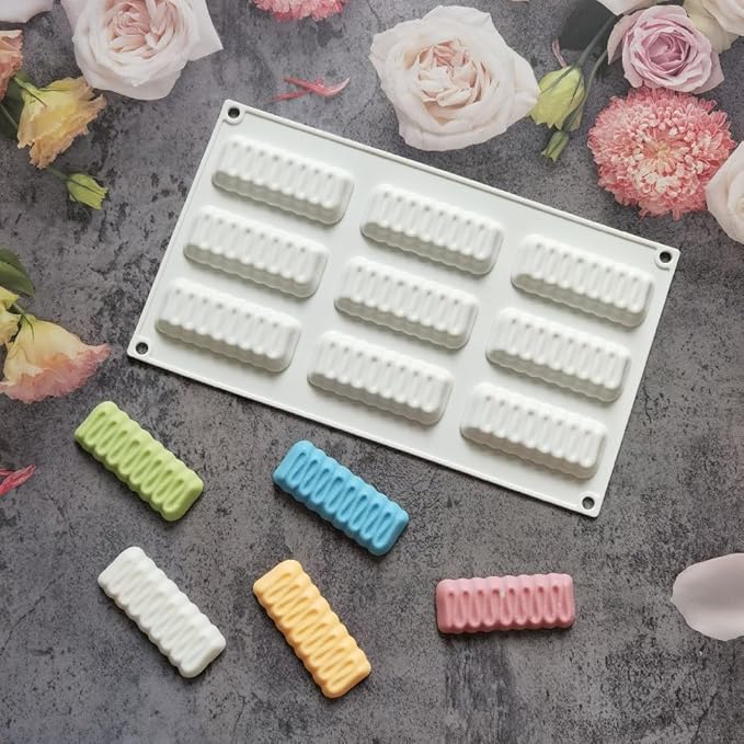 Silicone Mold for Baking Cakes,Soap Molds,Flower Shape Silicone Molds for Homemade French Dessert Mold for Pastry Chocolate,Jelly Chocolate Mold ＆ Ice Cube Tray (B_ Long Wave Shape)