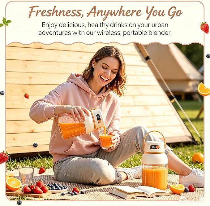 Portable Electric Juicer Cup with Zero Cord Hassle, Fresh Juicer Portable Blender with Digital Display, Leakproof USB-C Rechargeable Personal Blender for Home, Travel, Easy Clean (a,800ml)