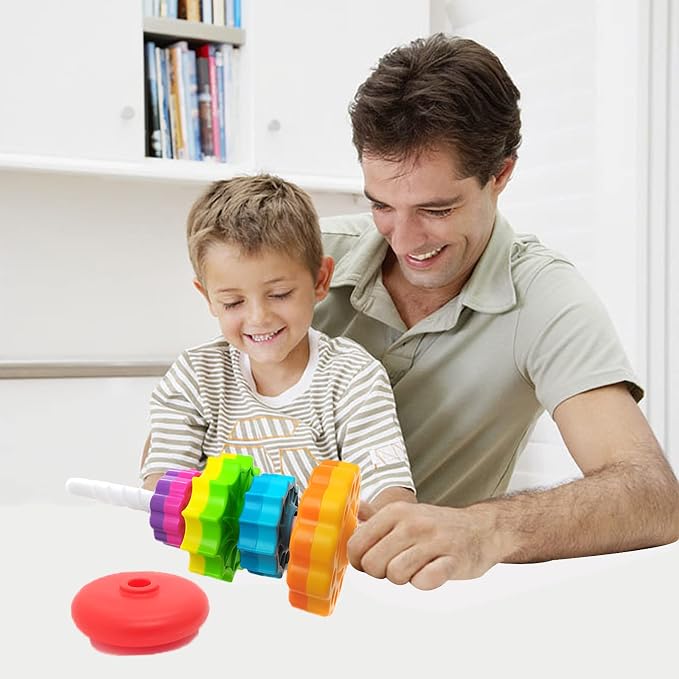 LUCKFUTURE Spinning Stacking Toys, Educational Toddler Toy Stacking Rings Baby Toys, Montessori Toy for Girls and Boys, Spin Gears Christmas Birthday Gift for 1-3 Year Old
