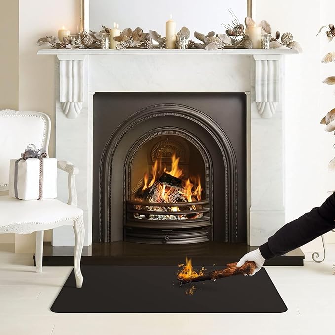 42 X 30 inches Hearth Rugs for Fireplaces Fire Resistant / Gas Grill Splatter Mat Fireproof Waterproof Oil-Proof, Fireproof Mat Heat Resistant BBQ Floor Mat Protect Mat Floor Protective Rug Reusable