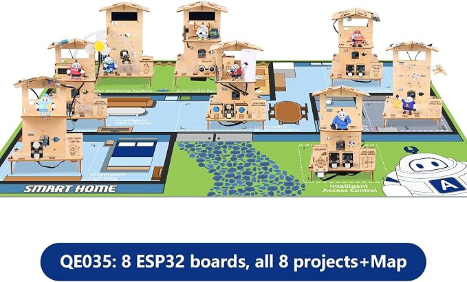 ACEBOTT 8-Piece Set ESP32 STEM Smart Home Education Kit Compatible with Arduino, STEM Robotics Science Kits for Kids Age 12+, Engineering Projects STEAM Activities Gifts 12+ Year Old Boys Crafts