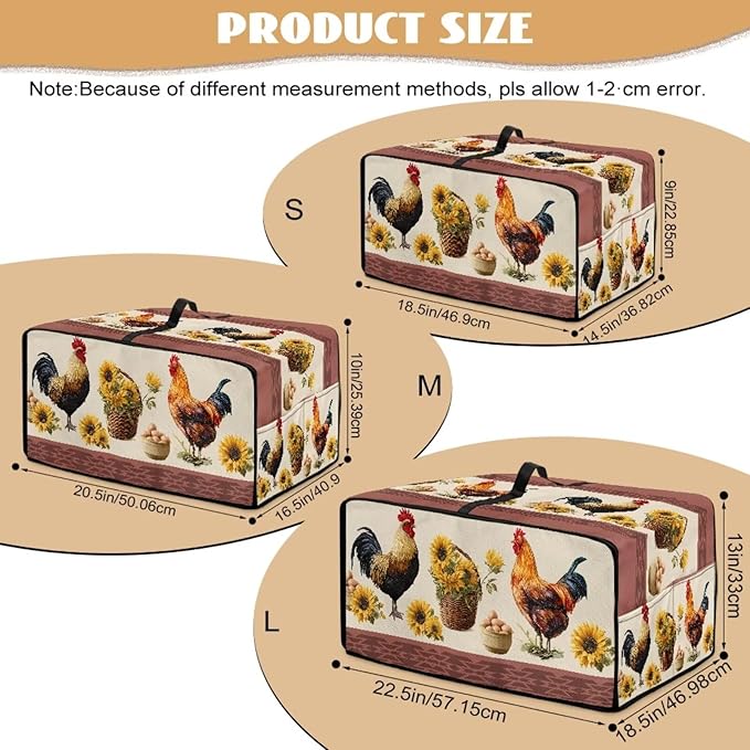 Air Fryer Toaster Oven Dust Cover Washable Convection Oven Cover Farmhouse Kitchen Appliance Protector Decorations Countertop Accessories, L, Rooster Chicken Eggs Sunflower