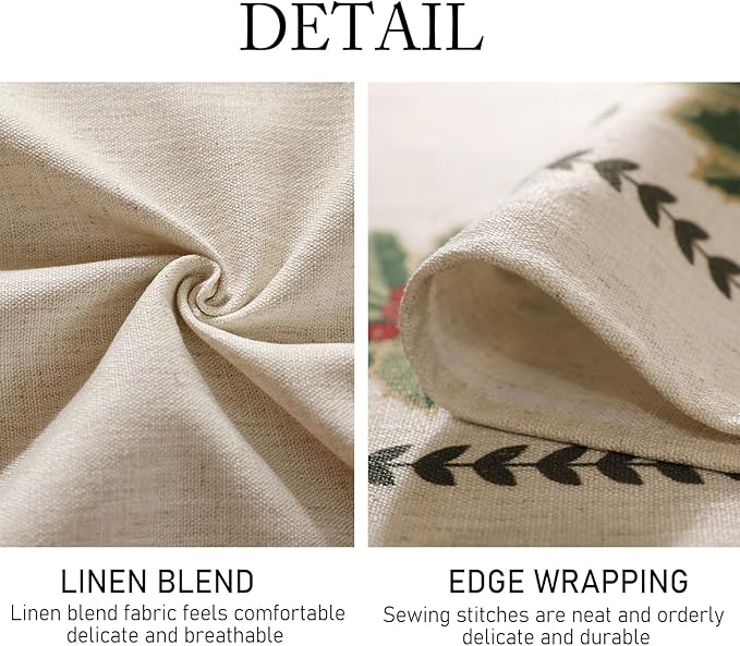 ISAENNE Designer Christmas Linen Rectangular Tablecloth,Light Beige Western Elegant Table Cloth,Wrinkle Resistant Decor Tablecloths for Dining Thanksgiving Kitchen Christmas,55"*87"-Carol G
