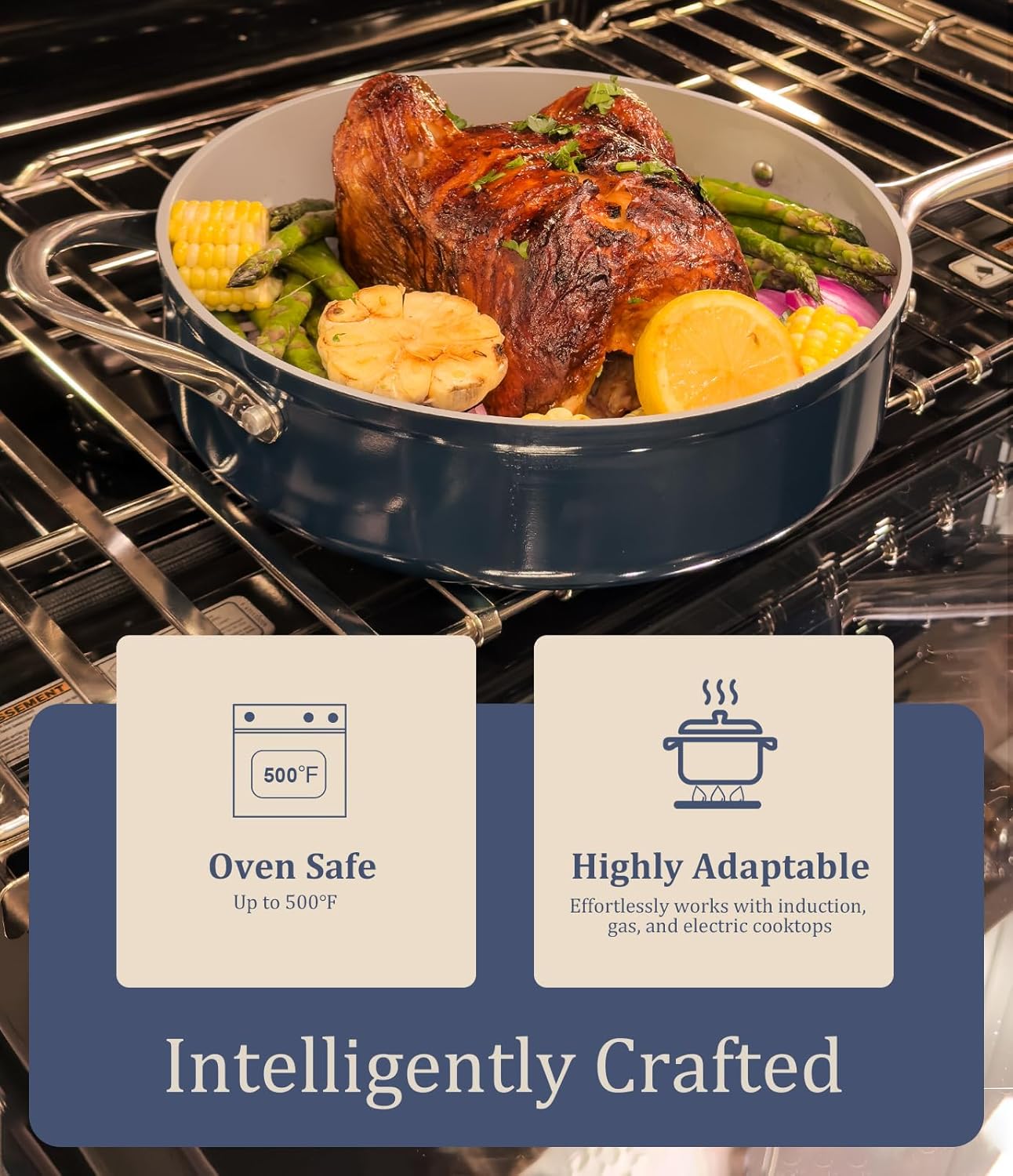 Stock Pot 4.5qt Dutch Oven with Lid (9.5") Nonstick Ceramic Coated Non-Toxic PFAS-Free Even Heat Distribution for Braising, Baking Bread & Soups, Compatible for All Cooktops(Induction/Gas/Electric) Oven Safe to 500°F (Fusion Red)