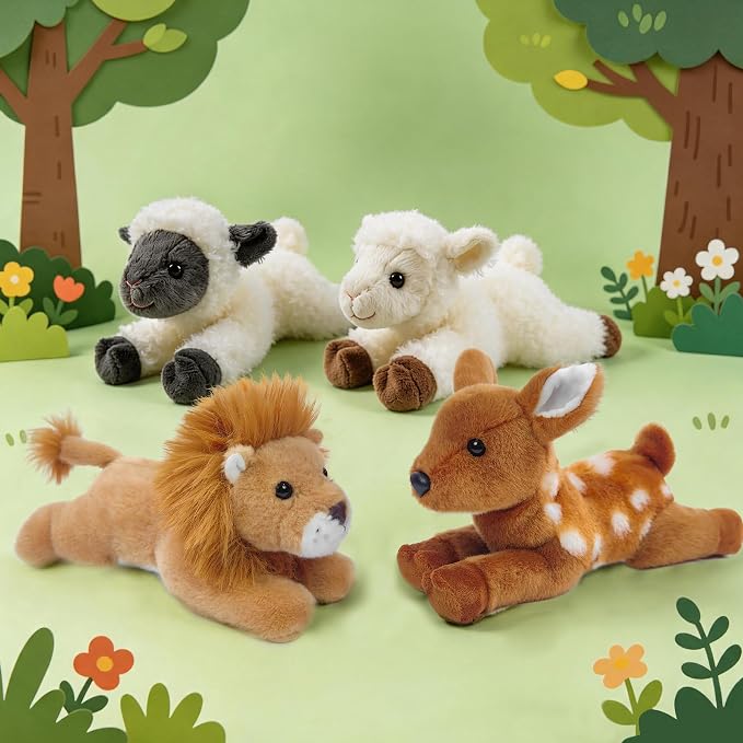 Sheep Stuffed Animal for Kids,8 inch Realistic Animal Plush Sheep Toy Lying Down Posture Animals,Plush Lamb for Boys Girls Adult Birthday Hug Teaching(S-Sheep)