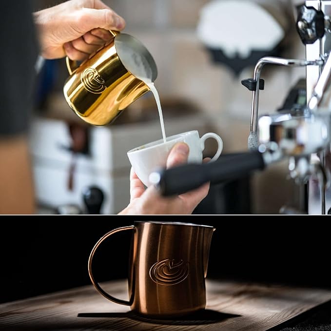 Barista Swag Curved Body Coffee Milk Frothing Cup for Espresso Machines Latte Art 500ml Steaming Pitchers (Mirror Silver)