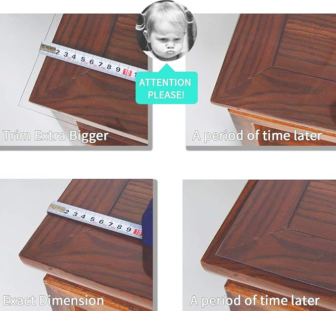 NECAUX Custom 44 x 115 Inch Frosted Table Cover Protector, 1.5mm Thick Wood Grain Transparent Table Pad Non-Slip Tablecloth Plastic Protective Pad for Dining Room Table Conference Table Meeting Table