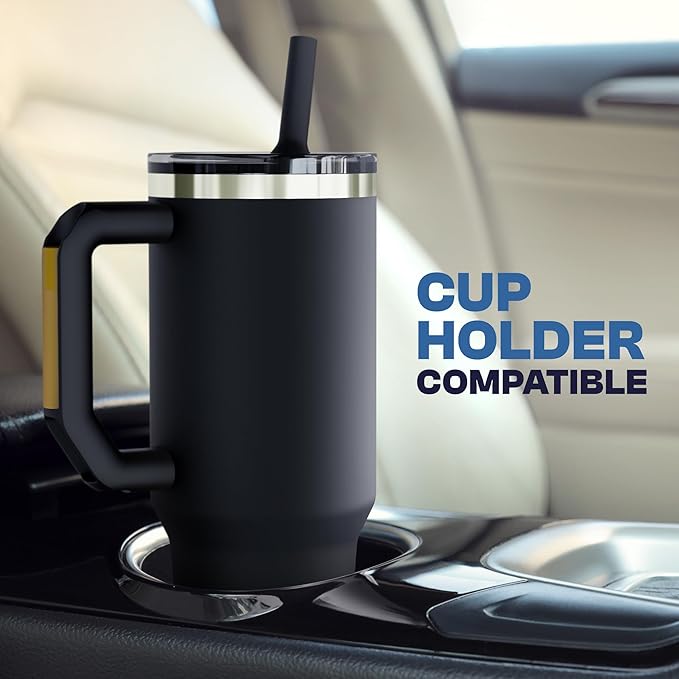 Frost Buddy 40 oz Thicc Buddy Tumbler with Silicone Sleeve – Customizable with Budz Charms, Insulated Stainless Steel Cup with Handle & Straw, Leak-Proof, Cup Holder Friendly, Gift for Men & Women