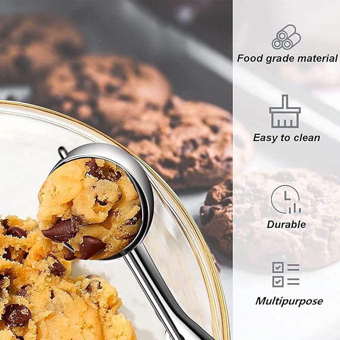 Extra Mini Cookie Scoop for Baking, 1 tsp / 5 ml Cookie Scooper, 18/8 Stainless Steel Cookie Scooper for Baking, Cookie Dough Scoop with Non-slip Grip (25mm)