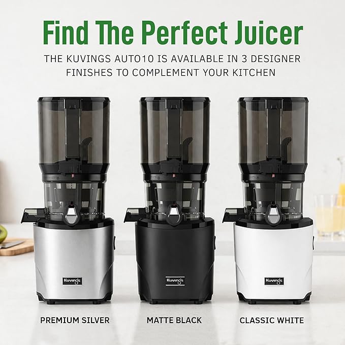 Kuvings AUTO10 Cold Press Juicer Machine – Self-Feeding for Hands-Free Use – Easy to Clean, Quiet 240W Motor, 100 oz Large Masticating Juicer – Designed for Silky Juice with Low Pulp – Matte Black