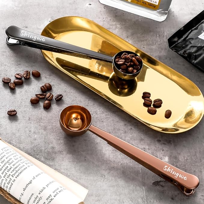 Rose Gold Coffee Scoop with Bag Clip, Multi-Function Milk Powder Measuring Spoon, 20ml