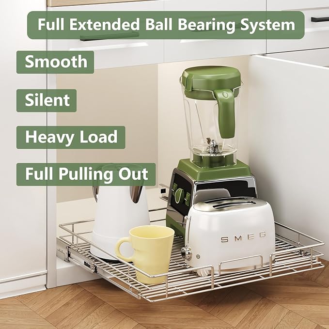 LOVMOR Pull Out Cabinet Organizer 27" W x 21½" D, Kitchen Cabinet Pull Out Shelves Slide Out Storage