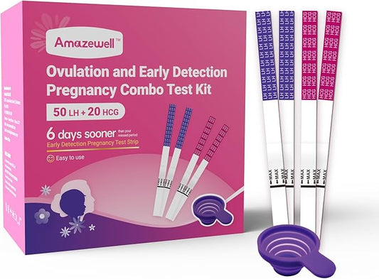 50 Count Pregnancy Tests with Cup,20 Count OvulationTest Strips for Home Detection, Over 99% Accuracy,Individually Wrapped,Easy Pregnancy Test,Prueba De Embaraz