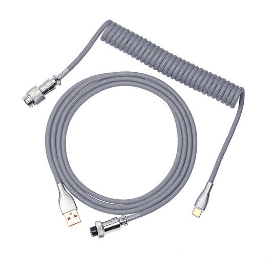 EPOMAKER Mix 1.8m Coiled Type-C to USB A TPU Mechanical Keyboard Space Cable with Detachable Aviator Connector for Gaming Keyboard and Cellphone(Purple)