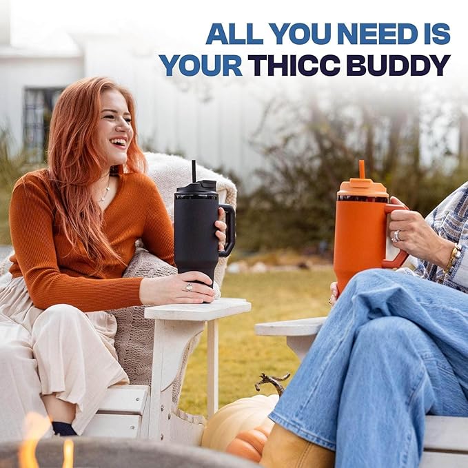 Frost Buddy Thicc Buddy - 30 oz Stainless Steel Vacuum Insulated Tumbler with Lid and Straw for Water - Travel Mug Cupholder Friendly - Gifts for Women Men Him Her (Nebula)