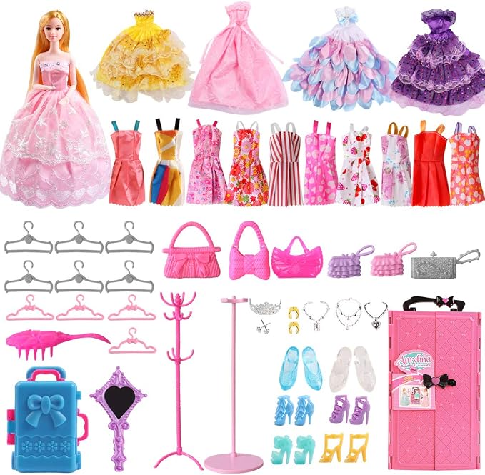 UCanaan Girl Doll and Closet Set with Doll Clothes and Accessories Items Including Fashion Dolls, Dressand Many Other Accessories (Refer Picture Shows)，Best Gitfs for Girls Christmas Birthday