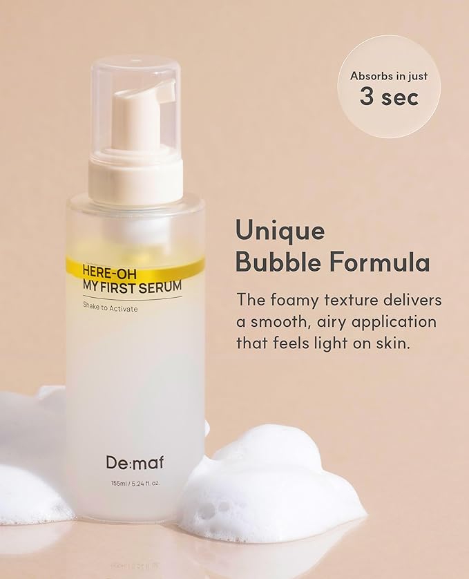 Here-Oh My First Hydrating Serum with Hyaluronic Acid | Facial Serum for Glowing Skin & Skin Barrier Repair | Korean Serum for Dry Skin & Sensitive Skin (5.24 fl oz)