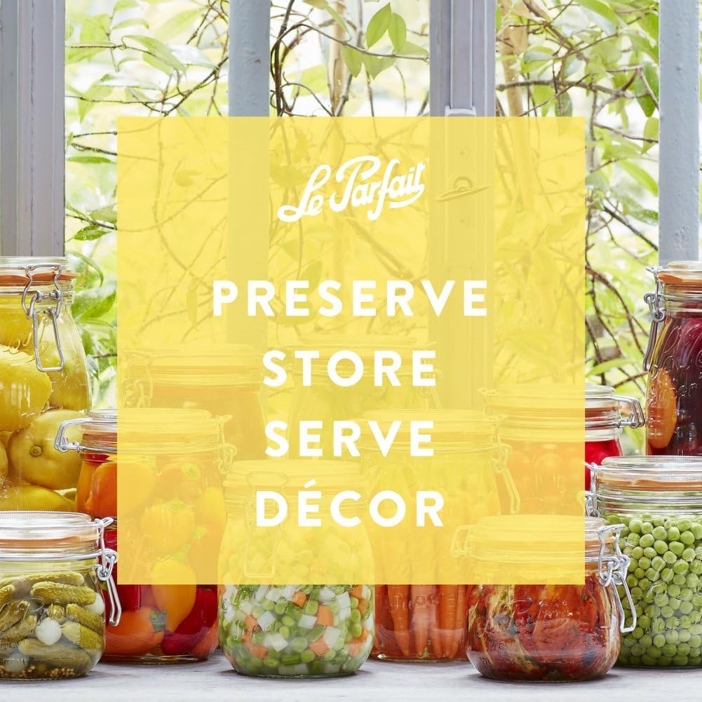 Le Parfait Super Jar - 250mL French Glass Canning Jar w/Wide Mouth, Airtight Lid (8oz/Half Pint, 1 pk)