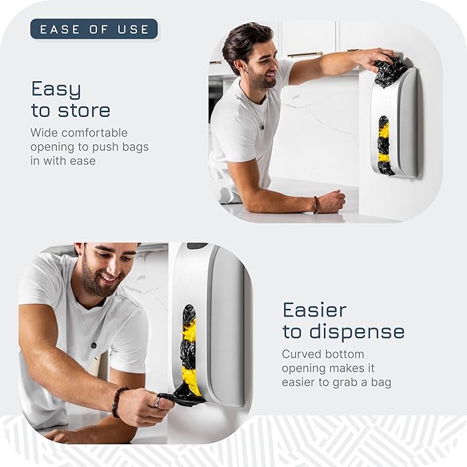 Plastic Bag Holder | UPGRADED Wall-Mount Grocery Bag Dispenser | Space-Saving Design | Easy Install | Smudge-Proof, Fingerprint-Resistant | Silver | Holds the Most Bags for Maximum Storage