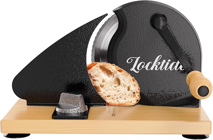 Manual Bread Slicer for Homemade Sourdough Bread, Hand Crank Bread Slicer With Scale Line, Suction Cup and Protective Cover, Adjustable Thickness
