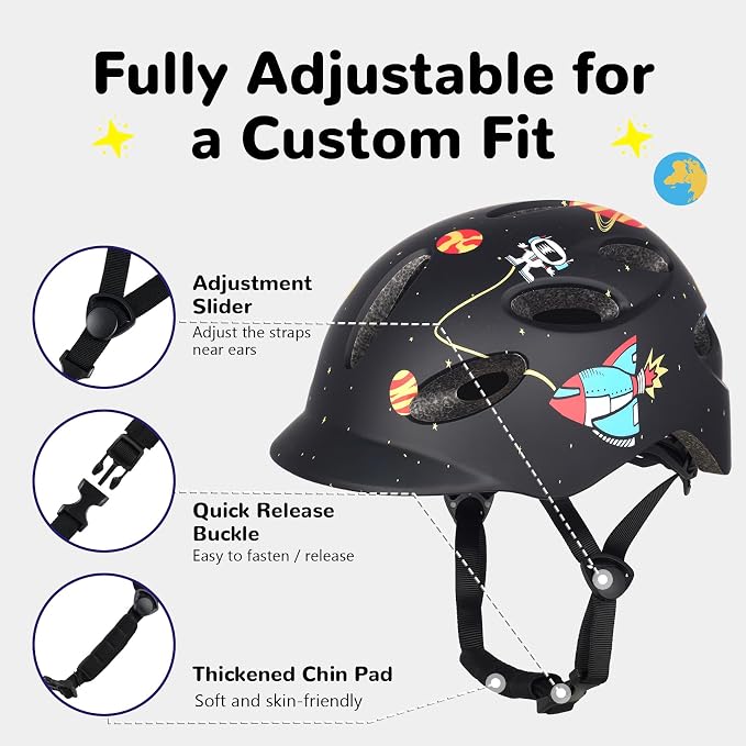 Kids/Youth Bike Helmet for Boys Girls and Teens, Adjustable and Multi-Sport for Bicycle, Kick Scooter, Skateboard, Roller/Inline Skate