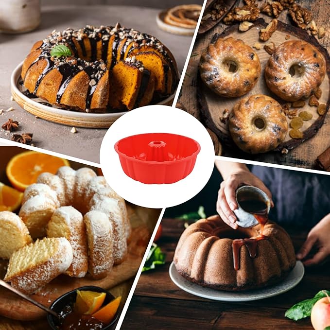 PADELE 2 Pack Silicone Cake Pan Nonstick,10 Inch, Silicone Cake Molds,Pound Cake Pan, Baking for Jello,Gelatin,Cake,Brownie and Bread (Grey+Blue)
