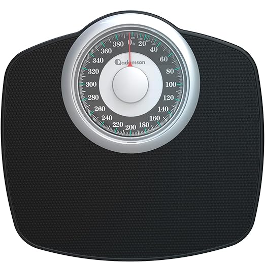 Adamson A25T Scales for Body Weight - Up to 400 LB - 5.3" Dial on 12.4" x 10.2" Platform - Anti-Skid Rubber Surface - High Precision Bathroom Scale Analog - Durable with 20-Year Assurance