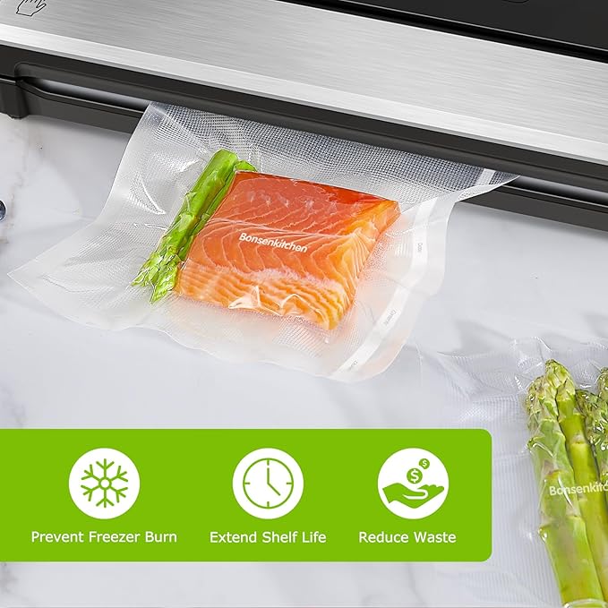 [2025 New] Bonsenkitchen 8” x 150’ Vacuum Sealer Bags Rolls with Cutter for Food Storage, Commercial Grade, BPA Free, Great for Meal Prep and Sous Vide Cooking