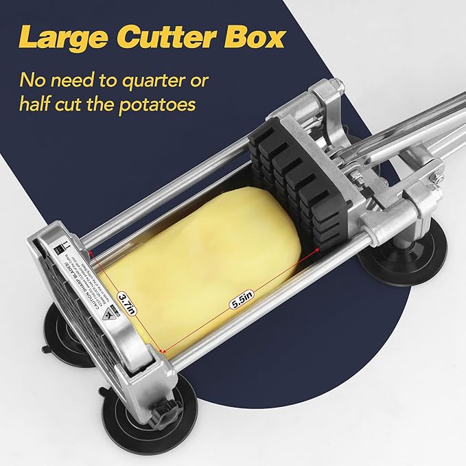 French Fry Cutter, Ruooson Professional Potato Cutter Slicer with 1/2 In & 1/4 In Stainless Steel Blades,Great for Whole Potatoes Carrots Cucumbers.