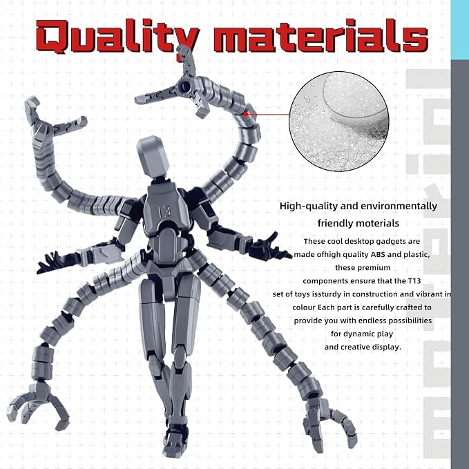 7.2 Inch T13 Assembly Completed Action Figure Accessories,T13 Multi-Jointed Movable,for Collectors Desktop Decorations t-13 Movability 3D Printed Toys