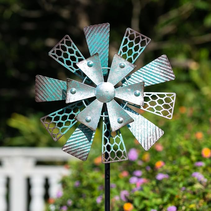 Viveta Metal Wind Spinners Outdoor, 13" Kinetic Wind Spinner, Garden Windmill for Outdoor Patio Yard Decor