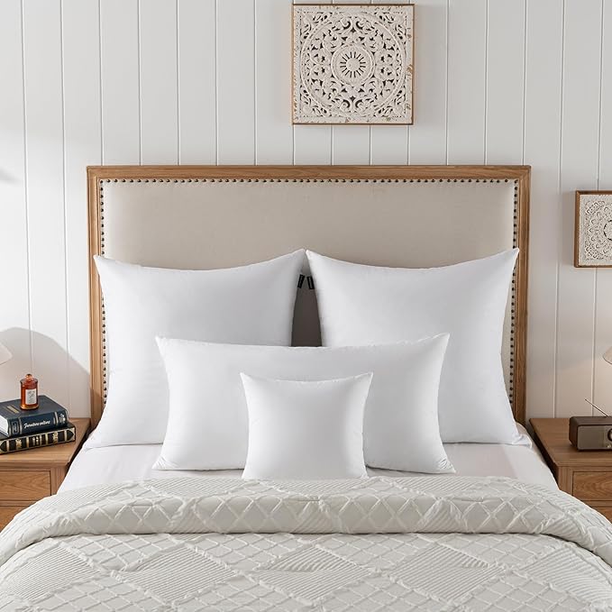 16X26 Oblong Feather & Down Pillow Insert, 100% Cotton Fabric, Set of 2, White