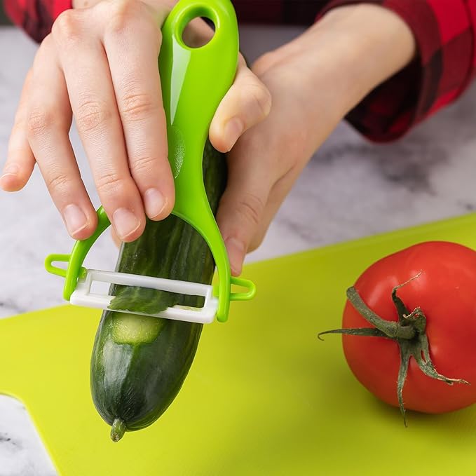 uxcell Vegetable Peeler Set, 4.5 Inch Stainless Steel Potato Peeler for Apple Fruits Red