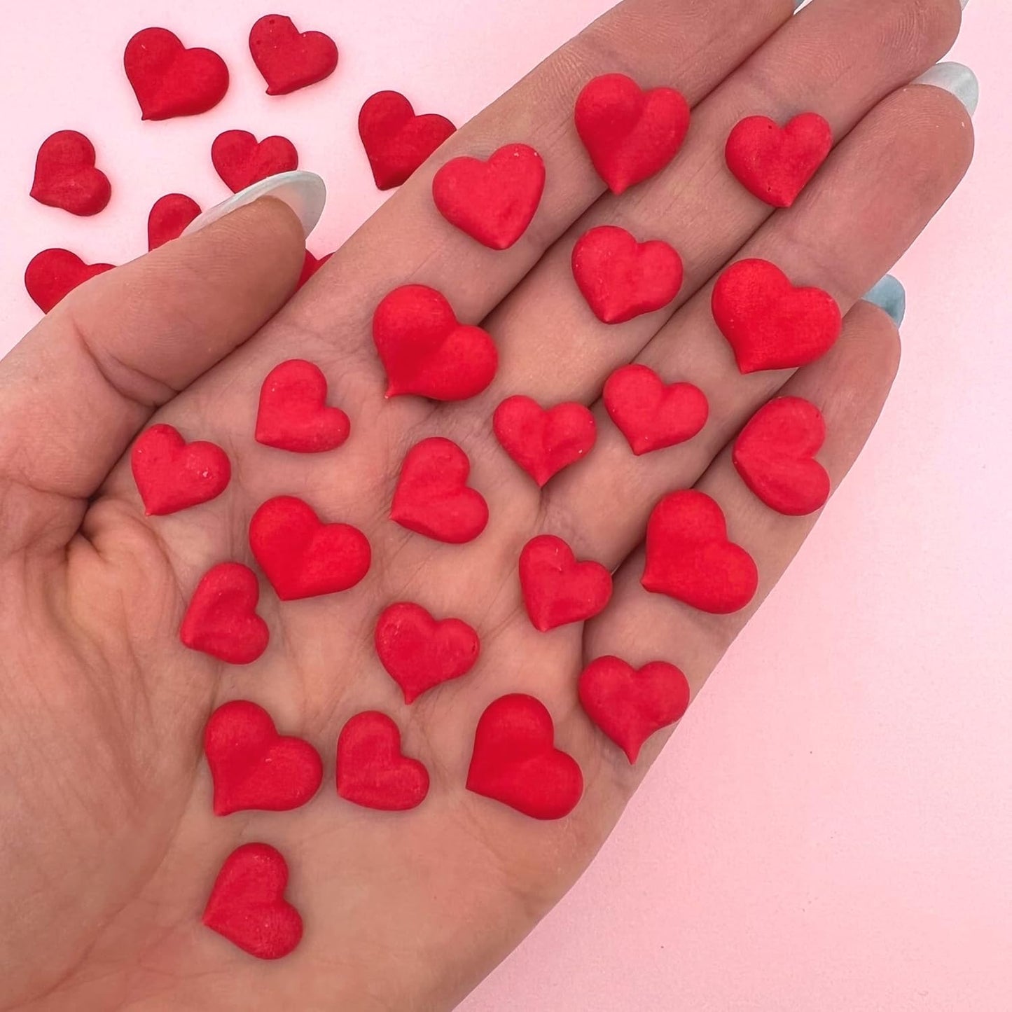 Red Icing Hearts – Edible Royal Icing Decorations for Cakes, Cupcakes, and Cookies by Simply Sucré (24 Hearts)