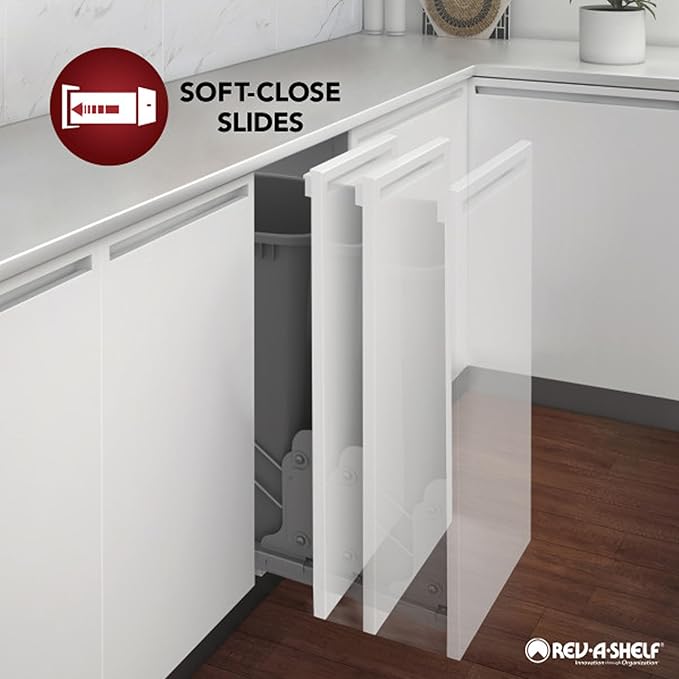Rev-A-Shelf 7.25" Pullout Storage Organizer for Base Kitchen/Bathroom Cabinets w/Soft-Close Full Extension Slides & Adjustable Shelves, 448-BCSC-6C