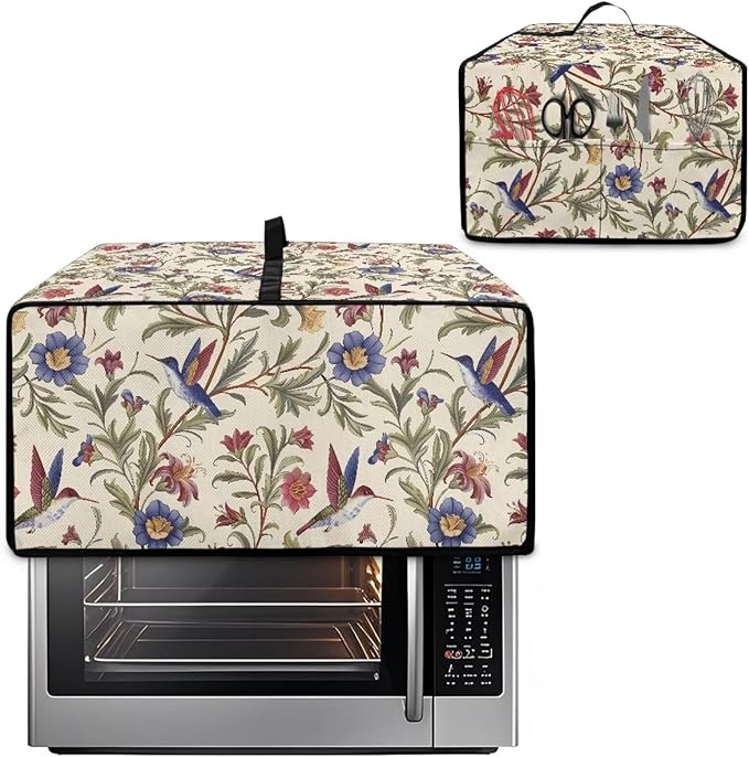 Countertop Convection Oven Cover Dust Protection Air Fryer Toaster Oven Covers for Home Kitchen Decorations 14.5 x 18.5 x 9 Inches, S, Hummingbird Floral Leaf