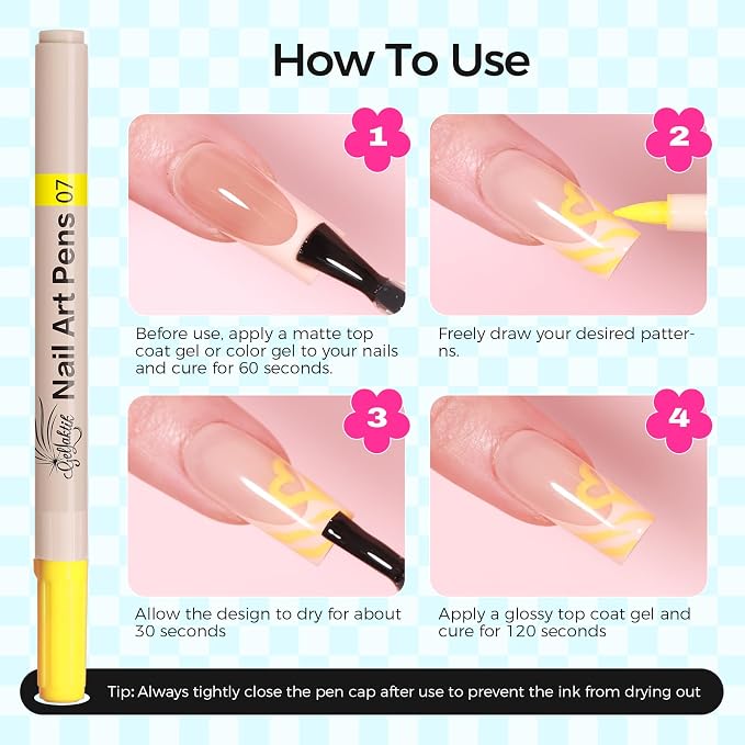 6 Colors Nail Art Pens Set, Spring Neon 3D Nail Polish Pens 0.7mm, Quick-Drying Acrylic Paint Markers, Dotting Liner Brush for DIY Nail Design, Home & Salon Manicure Tools Beginners Gifts