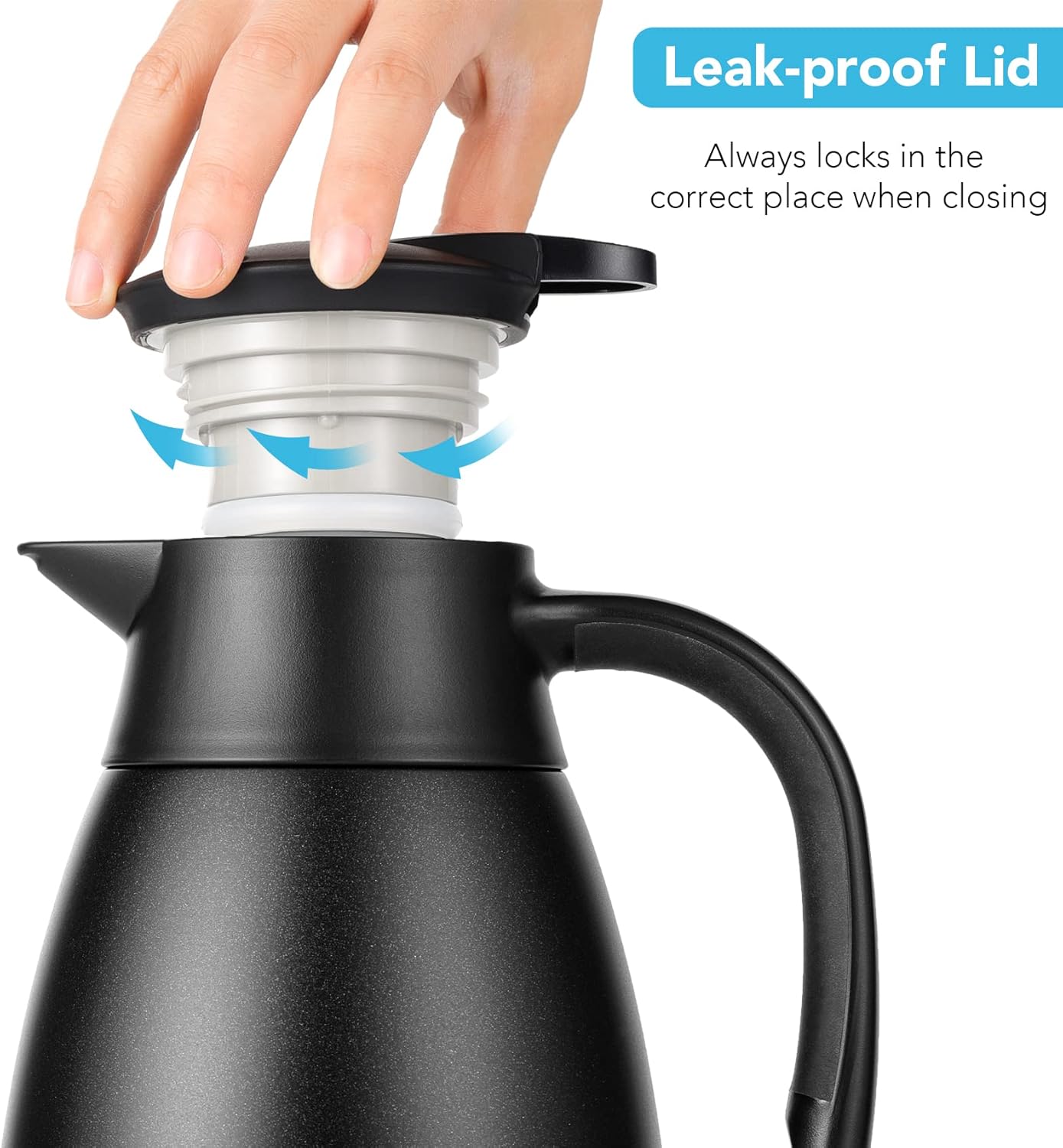 Tiken 34 Oz Thermal Coffee Carafe, Stainless Steel Insulated Vacuum Coffee Carafes For Keeping Hot, 1 Liter Beverage Dispenser (Starry Black)