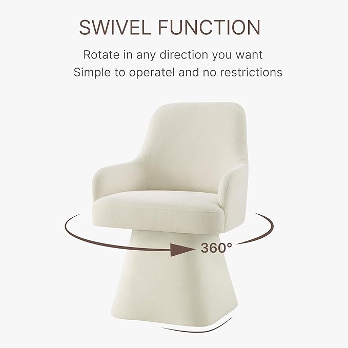 Swivel Dining Chairs Set of 4, Mid Century Modern Chairs Fabric Upholstered Armchair with Armrest & Ergonomic Backrest for Dining Room, Kitchen, Bedroom, Living Room, Linen, 4 Boxs