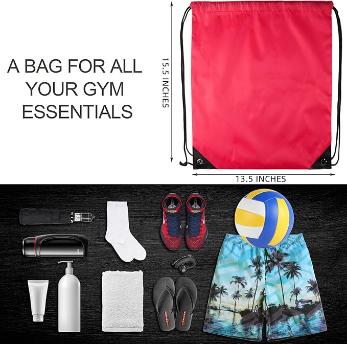GoodtoU Drawstring Backpack, Nylon Cinch Sack Gym Bag for Sport, Traveling, Team (40Pcs, Cherry)