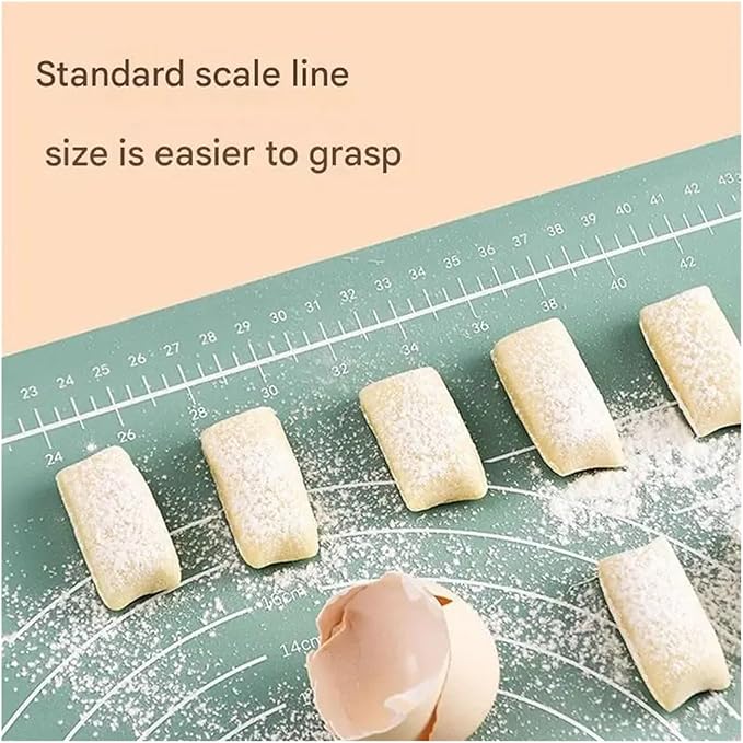 Silicone Measuring Kneading Pad Set Household Rolling Pin Dough Large Thick Non-slip Non-stick Bottom Baking Tool(Three piece set blue)