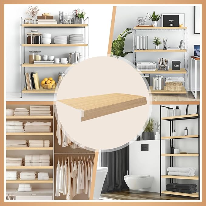 5 Pcs Wire Rack Covers 36x12x2.5 inch PVC Pantry Shelf Cover 0.31 inch Thick Removable Closet Wire Rack Shelf Covers,Decoration Kitchen Bathroom Office Shelving (Wood Color,36x12x2.5inch)