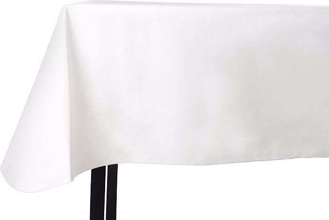 Yourtablecloth Heavy Duty Vinyl Rectangle or Square Tablecloth – 6 Gauge Heavy Duty Tablecloth – Flannel Backed – Wipeable Tablecloth with Vivid Colors & Many Sizes 52 x 120 White