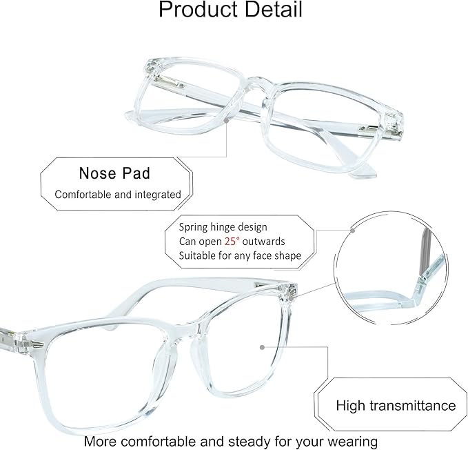 YEIN Bifocal Reading Glasses with Blue Light Blocking Lenses, Bifocal Reader for Women and Men, Vintage Square frame with Spring Hinge (+0.00/+1.00 magnification)