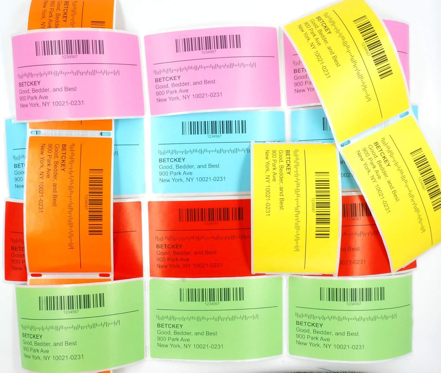 BETCKEY - 2" x 1" UPC Barcode & Address Labels Compatible with Zebra & Rollo Label Printer,Premium Adhesive & Perforated[Orange, 6 Rolls, 7800 Labels]