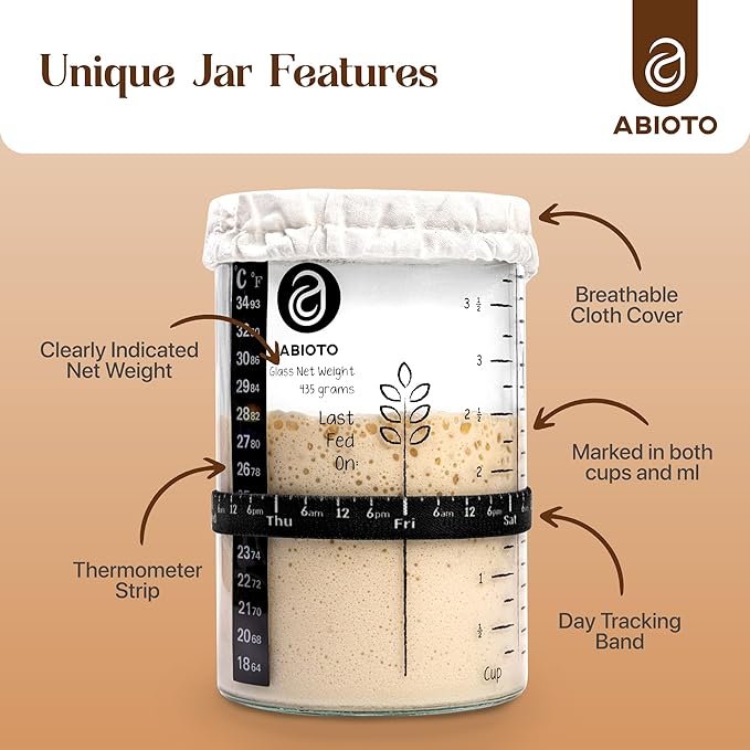 Sourdough Bread Baking Supplies and Starter Kit - Ultimate Bread Making and Sourdough Starter Kit with Proofing Baskets, Sourdough Jar, Bread Lame, Scrapers and Danish Whisk