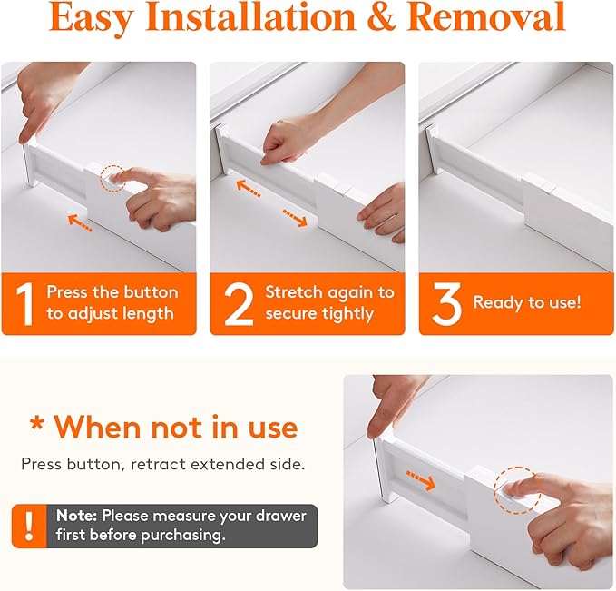Lifewit 12 Pack 4" High Drawer Dividers 34-56cm/13.5-22" Adjustable Drawer Organizer for Clothes/Utensils, Expandable Drawer Separator in Dresser/Kitchen/Bedroom/Office Organization & Storage White